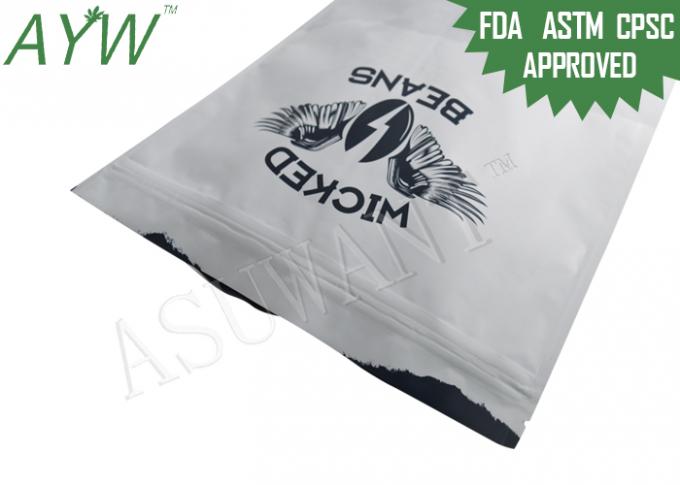 Standing Up Coffee Tea Bags Reclosable Ziplock Plastic Laminated For Black Coffee Bean