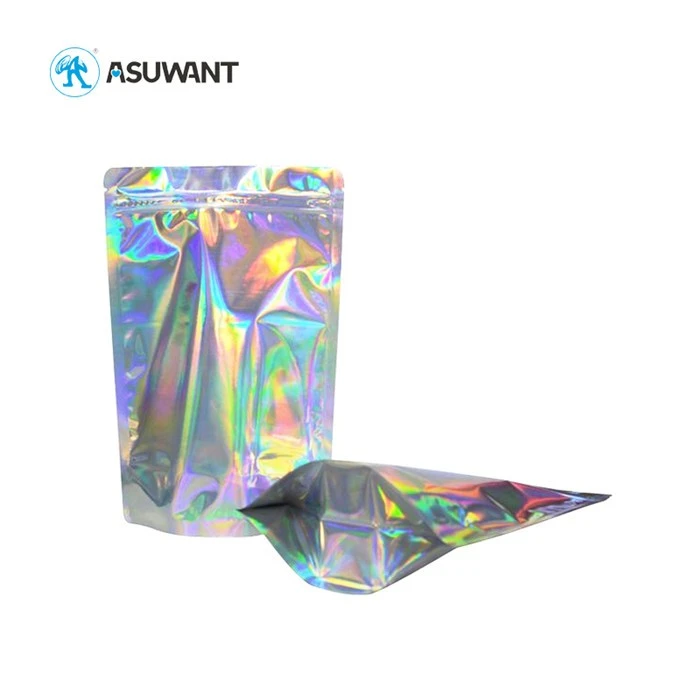 3.5G Holografische hologramfilm Gedrukte Mylar -verpakkingszakken met Ziplock