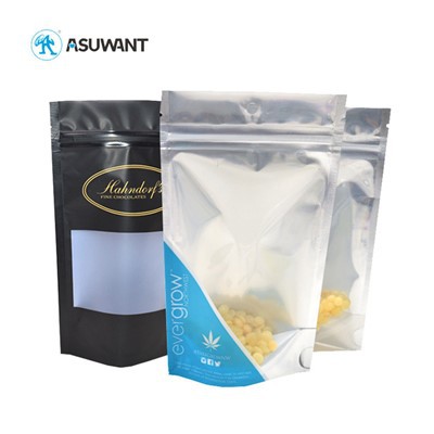Plastic Mylar Stand Up Zipper Bags Eén heldere gedrukt voor premium extracten cannabis