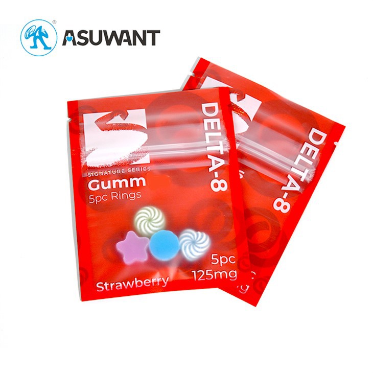 Drie zijafdichting Kleine geurbestendig Zipper Eetbare tasaanpassing met helder venster