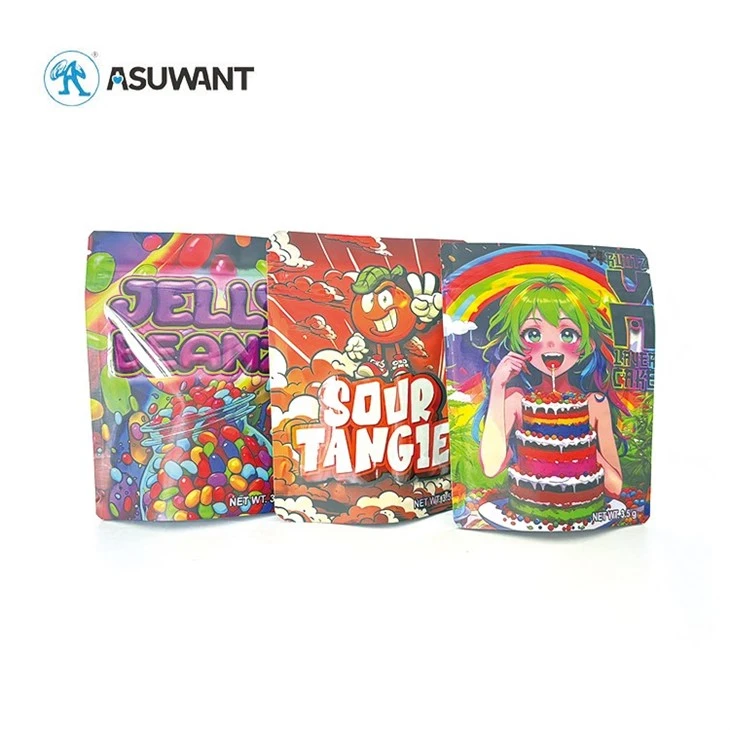 Custom Printed Aluminum 3.5G Resealable Ziplock Edible Packaging Smell Proof Stand Up Pouches 3.5 Mylar Bags