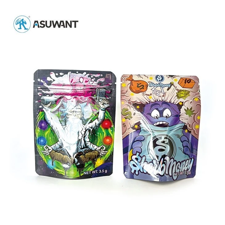 Aangepaste gedrukte aluminium 3.5G Hersluitbare Ziplock Eetbare verpakking Geurbestendig Stand -up zakjes 3.5 Mylar Bags